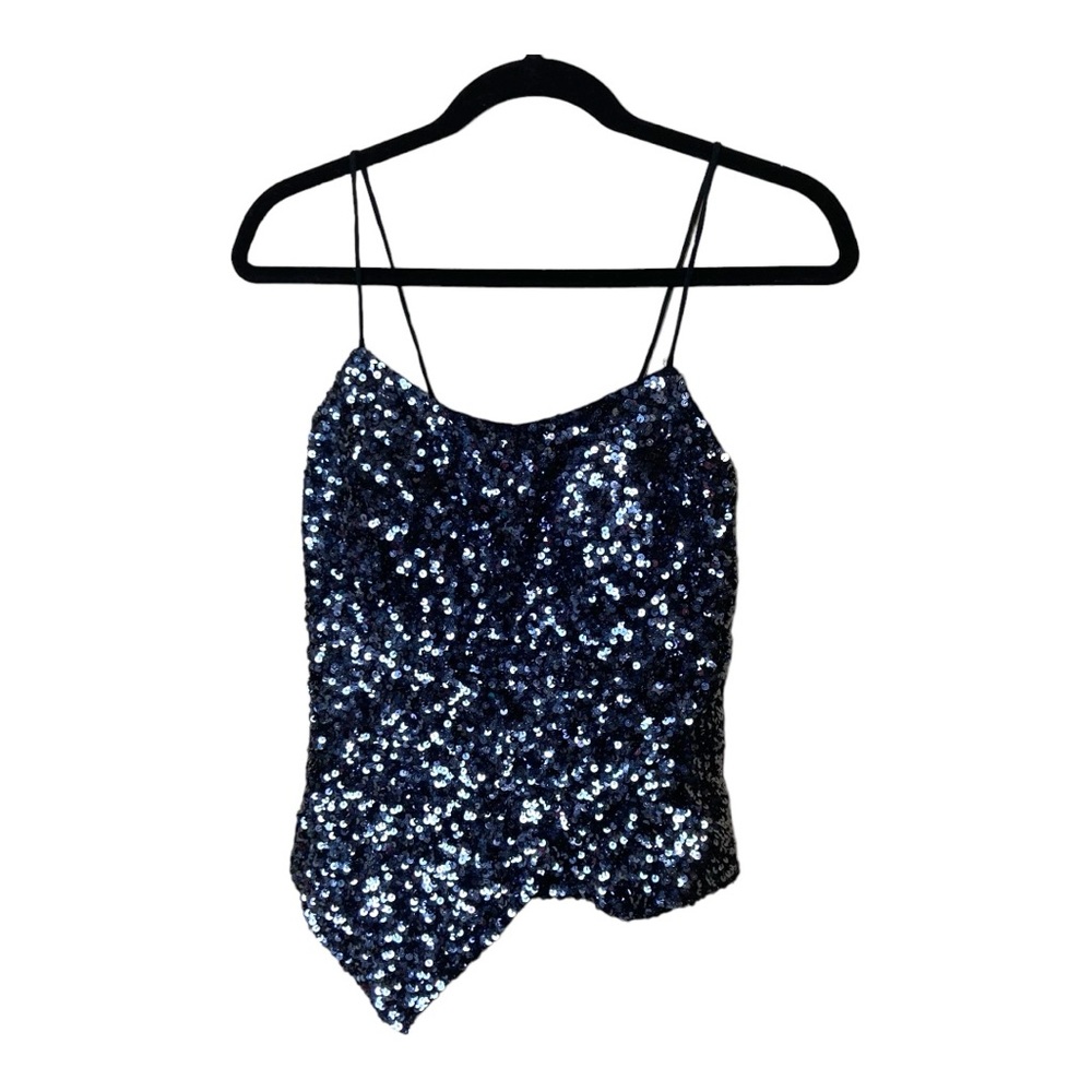 Cache 100% Silk Camisole‎ Black Sequins Size Small